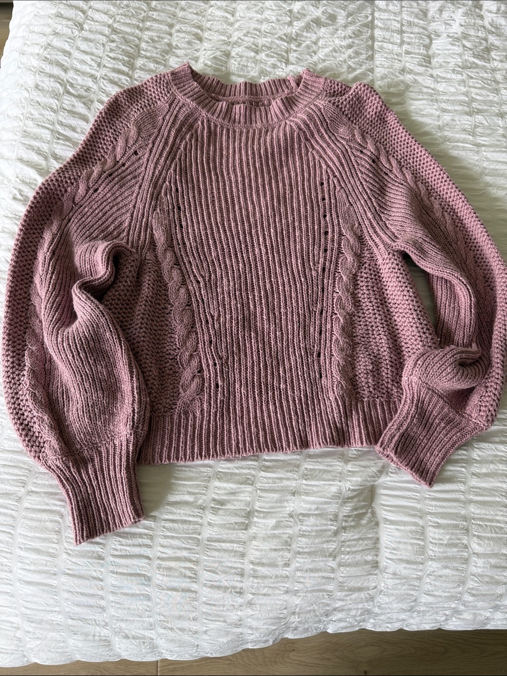 American Eagles Cable Knit Women's Sweater - Dusty Rose